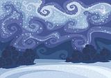 abstract vector winter night landscape