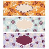 set of cute floral banners