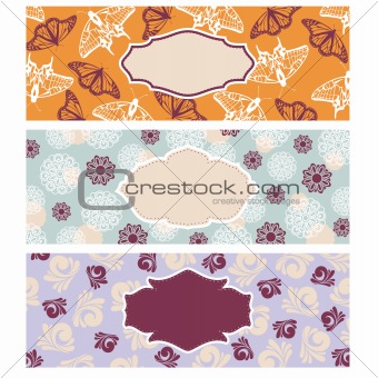 set of cute floral banners
