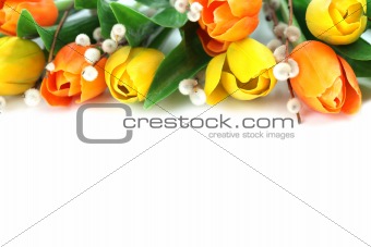 Orange and yellow tulips border