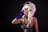 Funny shot of burlesque woman speaking on phone 