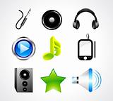 abstract glossy music icon set