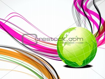 abstract wave background with globe