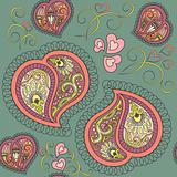 Heart paisley seamless pattern