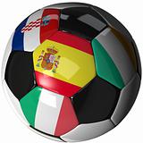Isolated soccer ball with flags of group C, 2012