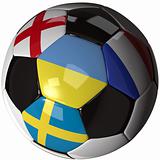 Isolated soccer ball with flags of group D, 2012