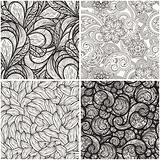 vector set with monochrome seamless  patterns