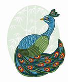vector  chinese style peacock on bamboo background