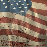 Waving vintage American flag textured background. With dry blood