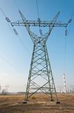 Pylon and transmission power lines
