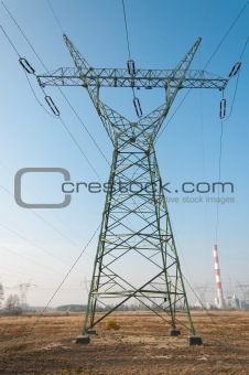 Pylon and transmission power lines
