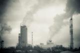 dirty smoke and pollution produced by chemical factory