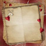 Greeting Card to St. Valentine's Day with hearts and Old Paper