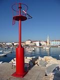 Old adriatic Town of Fazana, behind red beacon