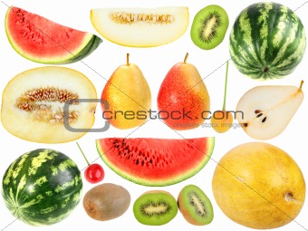 Set of fresh fruits and berryes