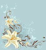 blue floral background with lily