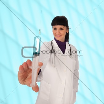 Portrait of a beautiful woman doctor. Isolated over white backgr