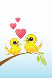 Two Love Birds With Hearts