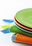 colorful plate  and napkins for picnics