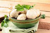 White button mushrooms in a bowl