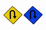 yellow and blue u-Turn symbol isolated