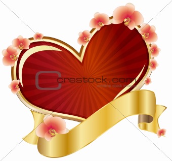 Heart with ribbon and orchids