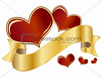 Hearts with ribbon
