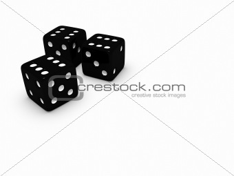 Three black casino dice