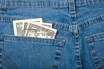 Money in pocket, blue jeans 