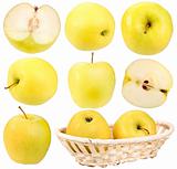 Abstract set of fresh yellow apples