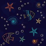Sea life seamless pattern