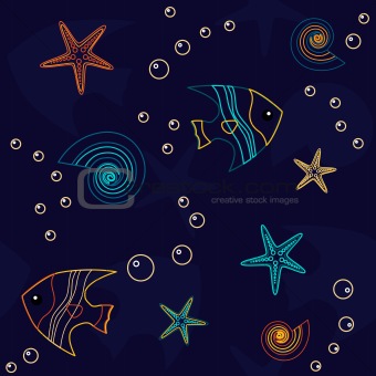 Sea life seamless pattern