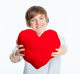 Boy with red heart