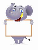 Elephant Cartoon With Blank Sign