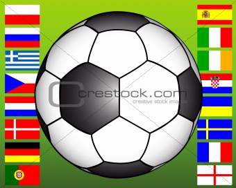 soccer ball on the background of flags