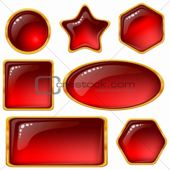 Buttons with red gems, set