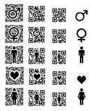 QR code icon man, woman and heart