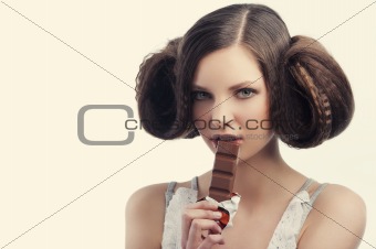 lady eating chocolate