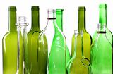 Glasses green bottles