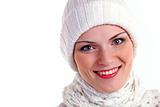 Beautiful cheerful girl in winter cap