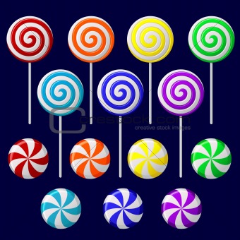 Delicious colorful lollipop collection