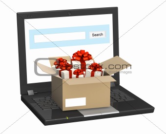 Laptop and many gifts