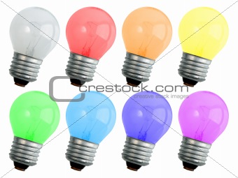 Set of colored compact lighting lamps
