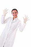 Carefree nurse in gloves