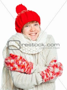 Young frozen teenager in winter style