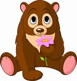 Cute Bear holding flower