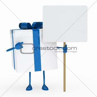 blue white gift box billboard