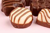 Mixed chocolate pralines close-up