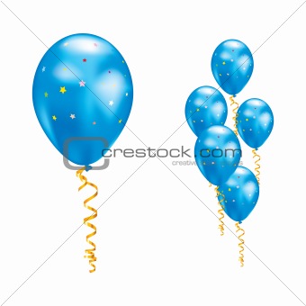 Balloons with stars and ribbons.