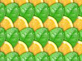 Background with lemon slices and green leaf